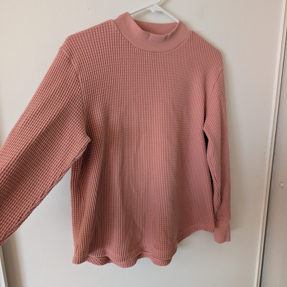 Madewell Womens Small Waffle Weave Top Pink Preppy Casual Lounge Basic Feminine - Picture 4 of 7